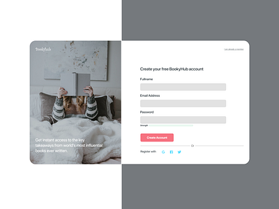 Sign up Page for Book Readers Website. #DailyUI