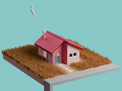 pink lowpoly house By Ahmed Jabnouni