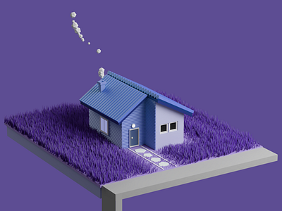 Isometric low poly house By Ahmed Jabnouni 3d art 3d artist 3d modeling ahmed jabnouni design fantasy house illustration isometric art low poly lowpoly photoshop purple