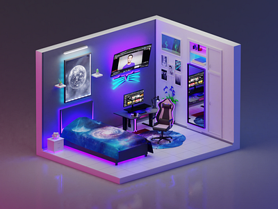 Isometric bed room 2021 3d art 3d isometric 3d modeling interior isometric art isometric design isometric illustration