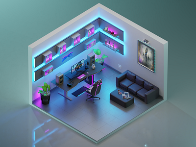 little isometric gaming room