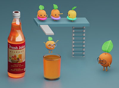 Cute apricot characters - mishmsh Juice 3d 3d animation 3d art 3d artist 3d modeling ahmed jabnouni apricot character character design characterdesign design juice