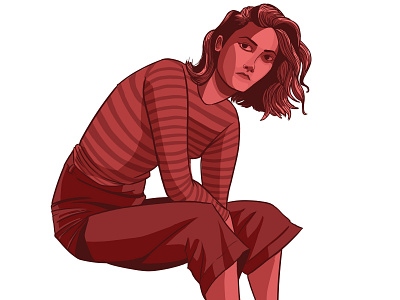 Sitting Woman Red character design digital art digital illustration drawing illustration