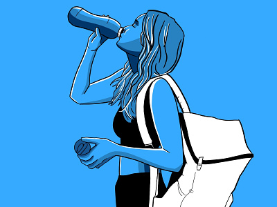 Staying Hydrated - Blue character design digital art digital illustration drawing illustration