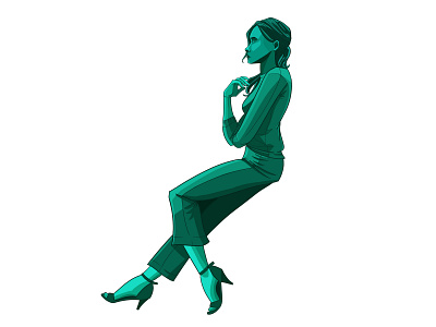 Sitting Woman Green character design digital art digital illustration drawing illustration