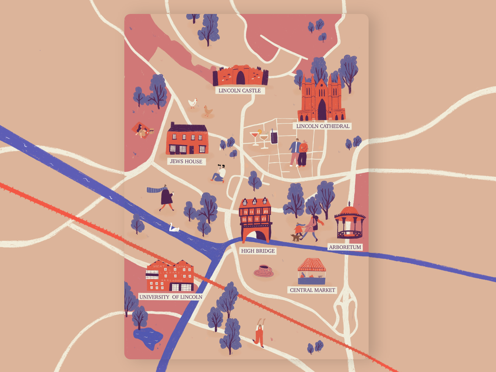 Illustrated Map Of Lincoln UK By Georgia Knell On Dribbble   Dribble Map 4x 