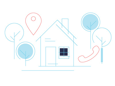 Contact Info Illustration adress blue contact house icon illustration info phone pin simple tree vector