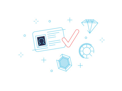 Identity Illustration card check diamond gems icon id identity illustration info person simple vector