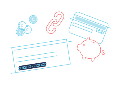 Link Bank Account account bank card cents checkbook illustration link money pig vector