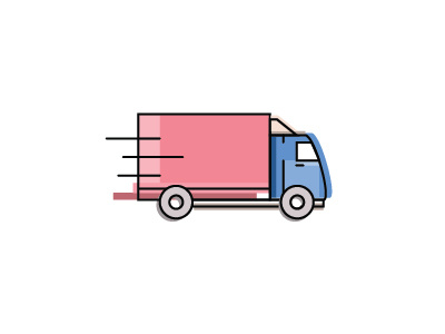 Truck blue car delivery icon illustration line mail pink truck vector