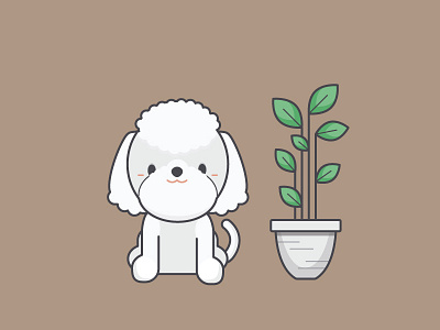 Our famous office dog Milo dog doodle envoy illustration plant vector