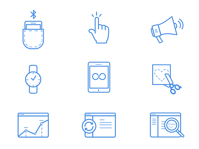 Envoy Icons bluetooth browser chart envoy hand icon megaphone search sync tailor vector watch