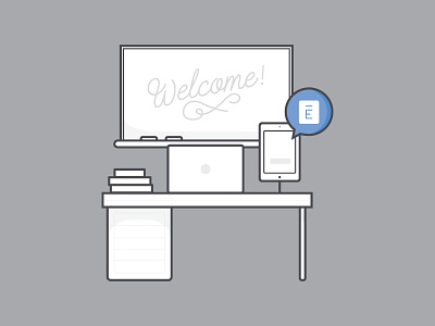 Envoy School Frontdesk books chalkboard desk envoy icon ipad mac minimal simple vector welcome