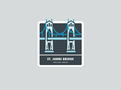 St.Johns Bridge badge blue bridge illustrations oregon portland st. johns sticker