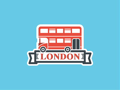 London Double Decker badge bus double decker illustration location london office sticker