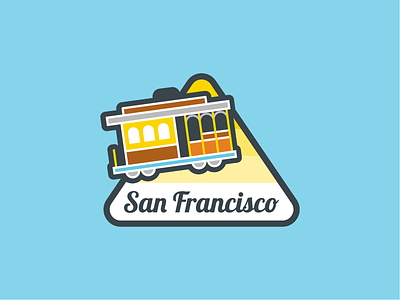 San Francisco Tram badge illustration location san francisco sf sfo sticker tram triangle yellow