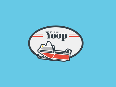 UP Snowmobile badge illustration red snowmobile the yoop up