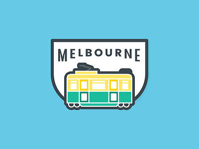 Melbourne Train badge blue cabel car melbourne sticker train transportation yellow