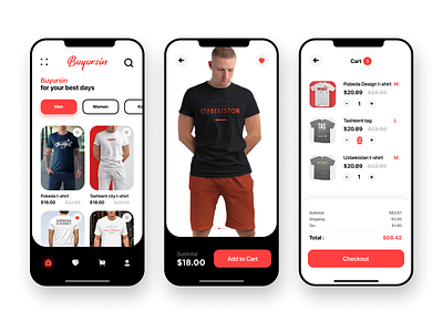 Buyursin Store App UI app branding buyursin design ecommerce pardo product shux t shirt ui ux uzbekistan