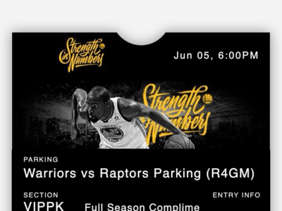 Warriors VIP Parking Ticket basketball branding design golden gate graphic pardo raptors shux ticket vector warriors