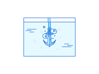 Illustration anchor bubbles icon illustration line outline stroke sword waves