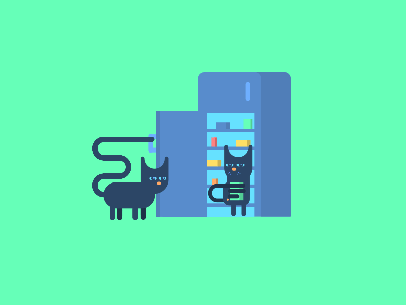 You're Too Late animation cat cats character flat food fridge gif illustration night sneak walk