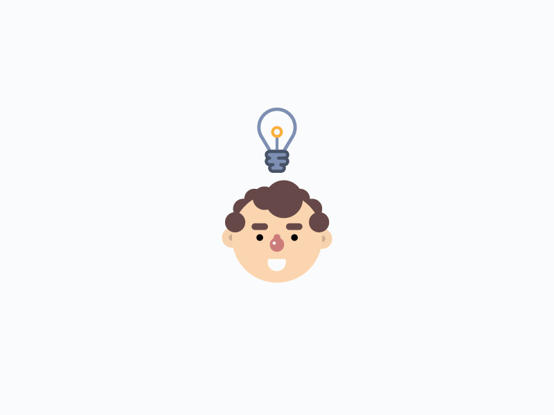 Hey! I have an idea! 2d3d 3d animation bulb character cute fake flat gif idea illustration light