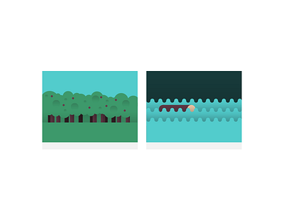 Trees And Logs color flat forest illustration minimal simple water wood woods