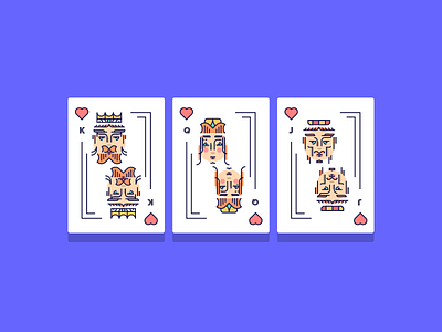 Playing cards cards character flat illustration jack king playing poker queen