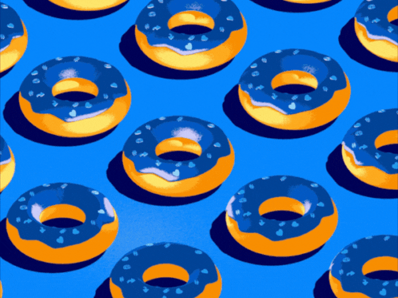 Mood 2d 3d animated gif blue donut donuts glaze illustration sprinkles