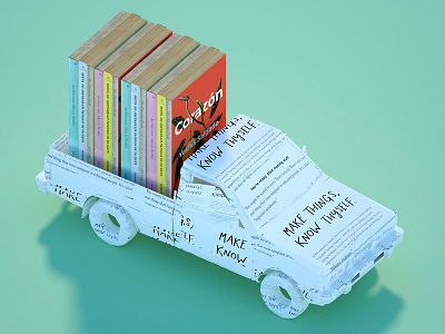 Know Thyself 3d artist book books c4d design green paper craft truck