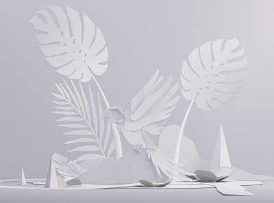Amazon Rainforest c4d design paper paper craft tactile white