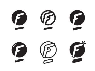 F logomark black and white crystal ball f icon lettering logo