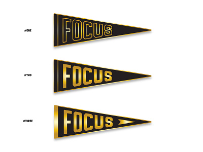 "Focus" enamel pin black enamel pin focus gold pennant typography