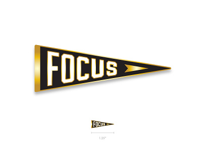 Final "Focus" Enamel Pin black enamel pin focus gold pennant typography