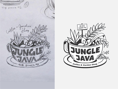 Jungle Java logo coffee coffee shop garden java jungle logo ocean beach plants succulents vector art
