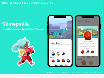 Slimepedia - a Slime Rancher's Guide (Version 1) database fanmade design game app game database game ux games julia myers juliamyers mobile app monomi park slime slime rancher slimepedia slimes