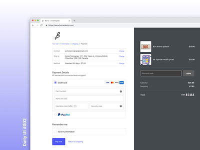 Daily UI 002 - Credit Card Checkout daily ui design figma ui ux