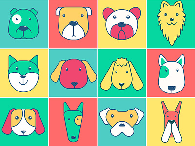 Dog Icon Pop Colors