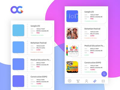 OnGoingApp - tickets ui design