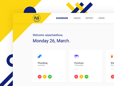 P&S - A store maintenance task management app UI. dashboard maintenance ux