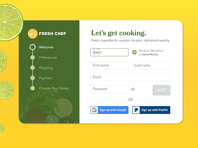Daily UI :: 001 Sign Up - Meal Kit Delivery