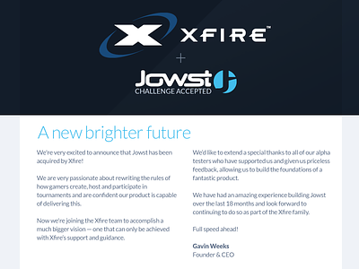 Jowst acquired by Xfire jowst