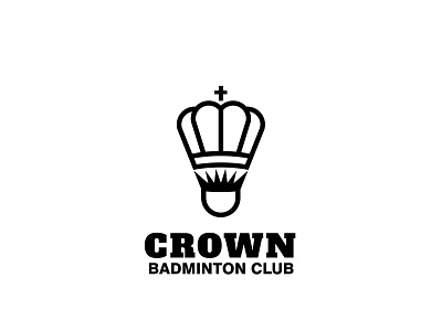 crown badminton club badminton blackandwhite crown dual meaning logo logo logodesign minimalist logo nucleolus shuttlecock sport