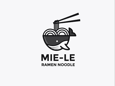 Mie-le ramen noodle animal logo blackandwhite branding corporate corporatelogo dual meaning logo logodesign nucleolus playful logo