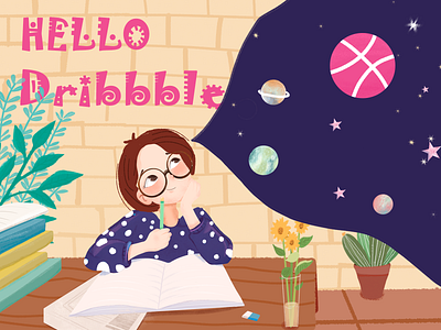 Hello， Dribbbl doodle illustration logo