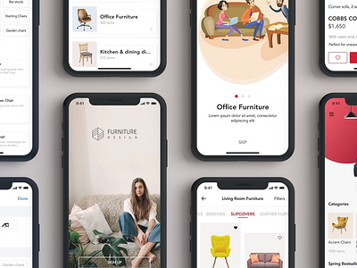 Furniture Design UI Kit chat feed form furniture app material message mobile ui profile sign sign in signup social ui ui kit uikit