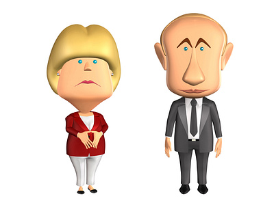 Angela Merkel - Vladimir Putin 3d illustration 3d modeling 3d rendering cartoon character cartoon illustration cartooning character design comic strip illustration politician usa