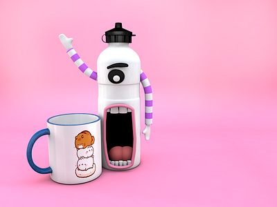 Compañeros de bebida 3d botella bottle cafe chrislensfilms mug picreastudio taza vainitaspati