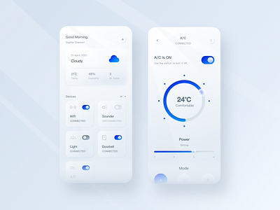 Smart Home App app app design figma glassmorphism lightning sketch smart home smarthome ui